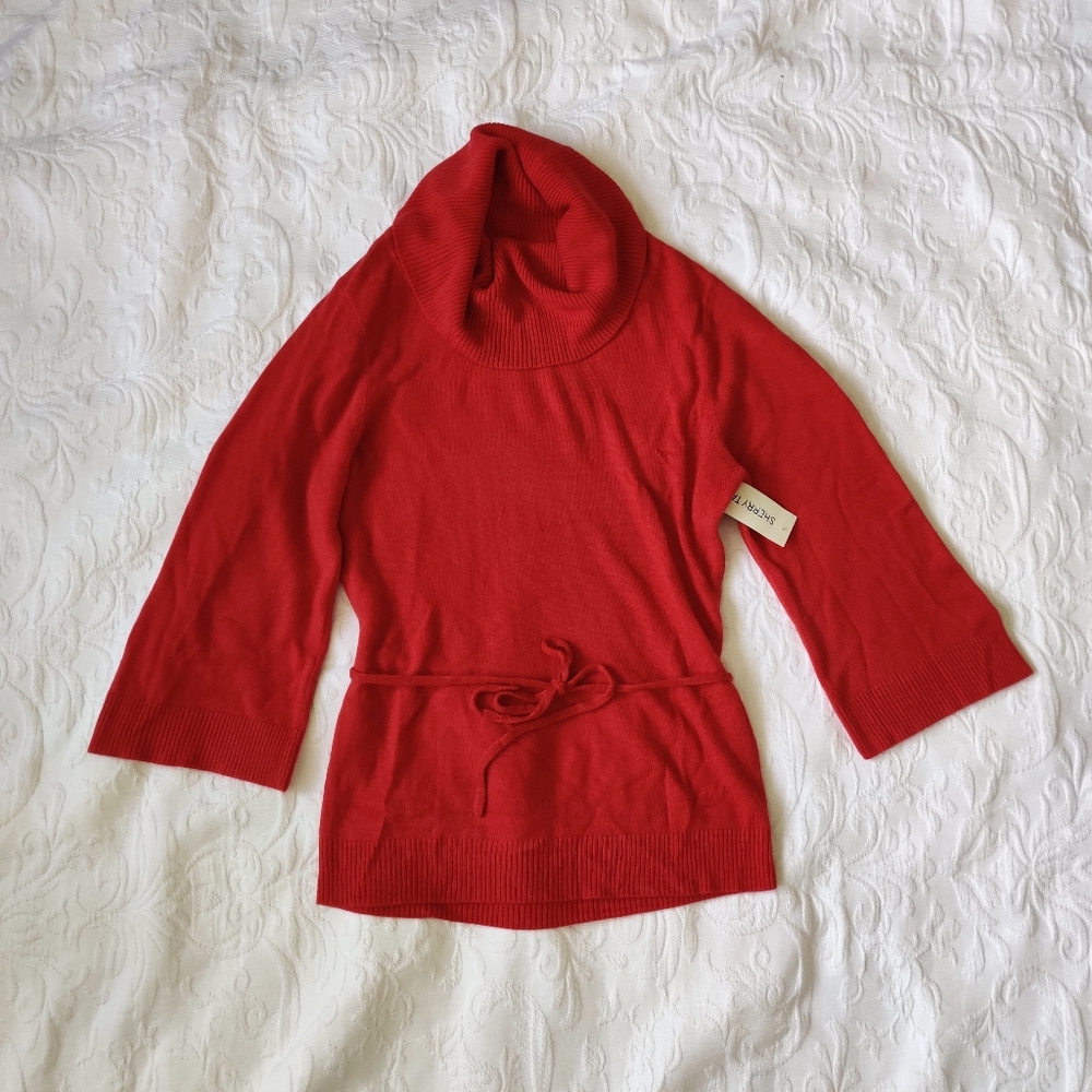 Sherry Taylor Cowl neck sweater. Bright Red. Medium. NWT.